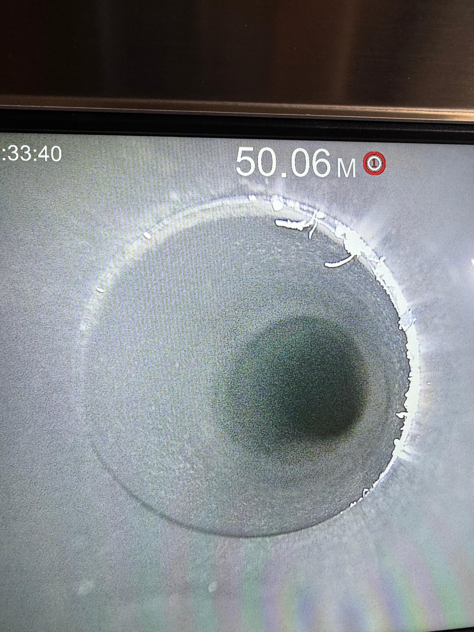 Vue endoscope d'un réseau d'évacuation à 50 m de profondeur