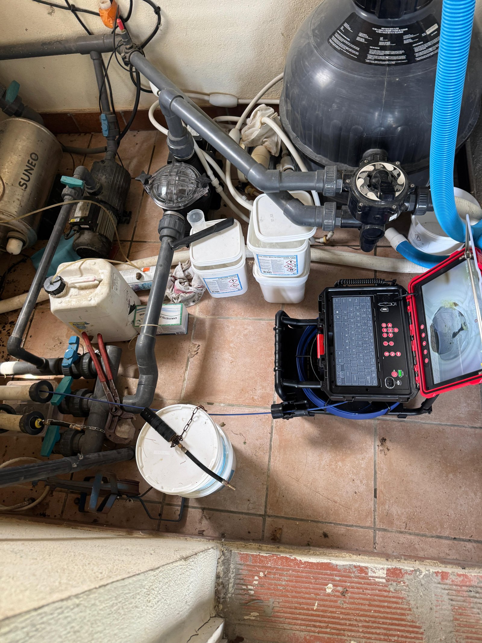 Intervention sur installation de filtration — diagnostic caméra